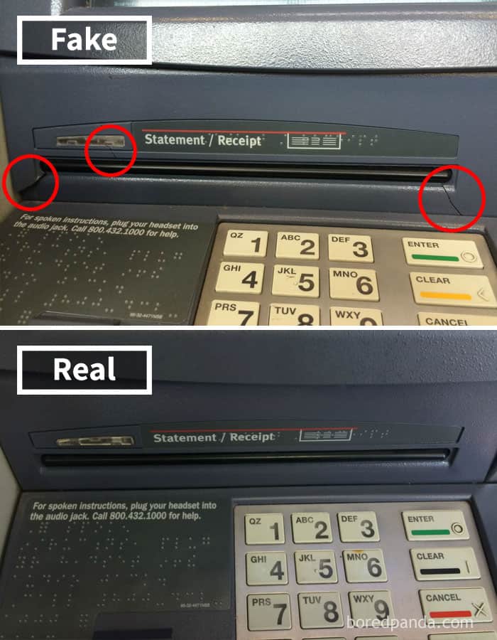 ATM with Cracks in Receipt Slot - Potential ATM With Skimmer. Look for Unsafe ATMs and a ATM Skimmer When You Visit Bali.