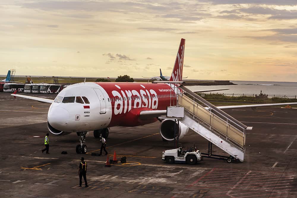Air Asia Plane on Tarmac at Bali Ngurah Rai International Airport
