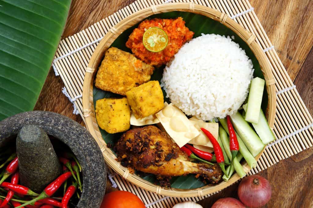 Indonesian Food in Bali - Nasi is Rice in Indonesian.  Indonesian is the language spoken in Bali.